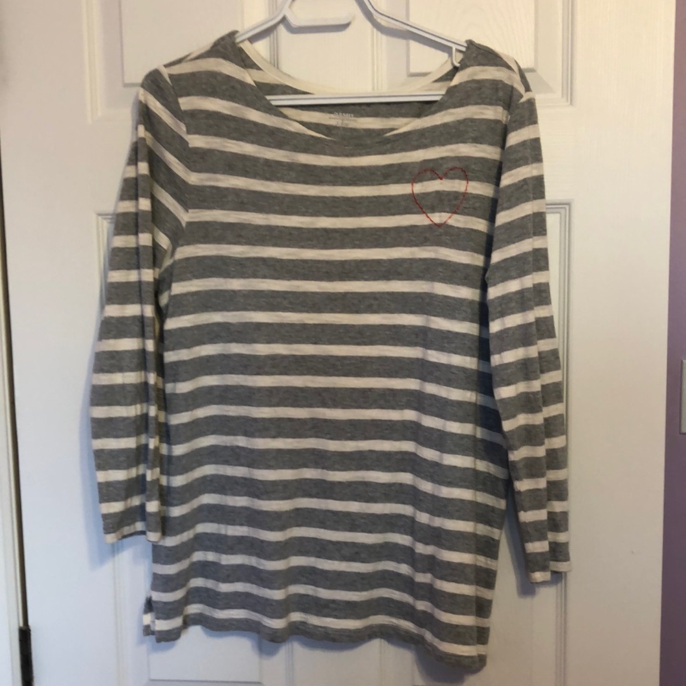 Old Navy grey/white striped long sleeve tee
